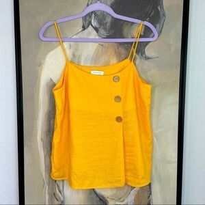 𝅺topshop Linen Blend Sunburst Yellow Spaghetti Strap Top